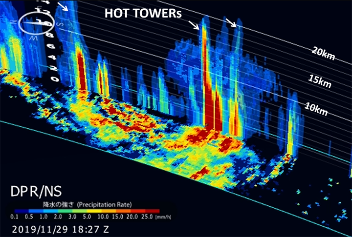 GPM/DPRが観測した台風Kammuri内のHot Tower